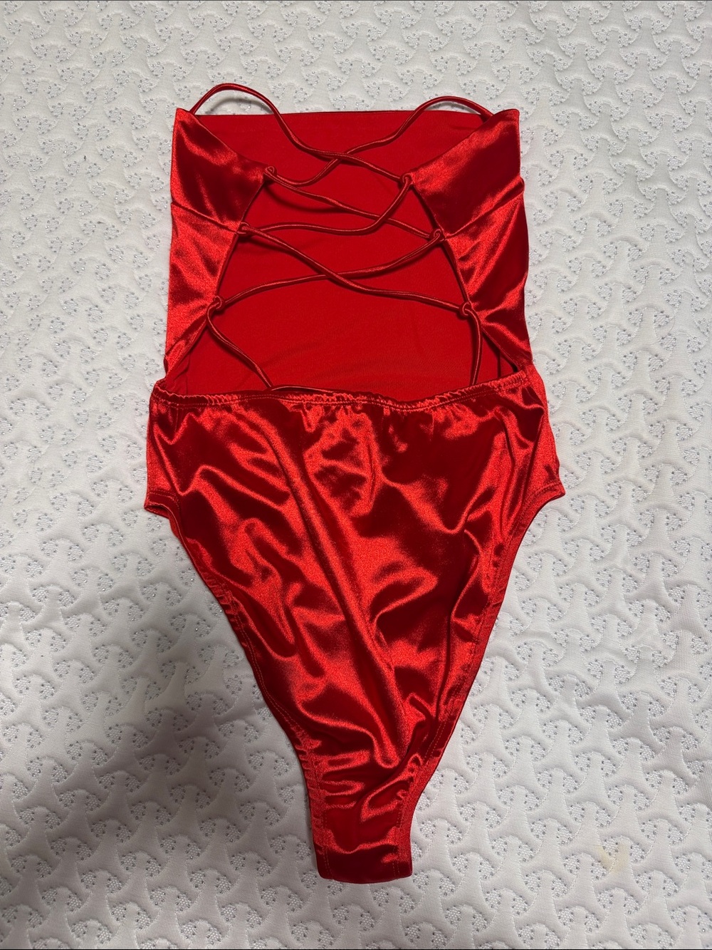 Princess Polly Red Satin Strappy back Bodysuit